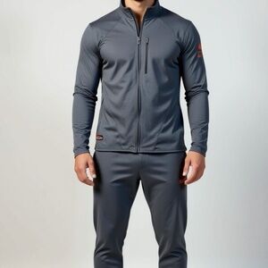 Under Armour Track Suit Mens Size Large Gray Orange Jacket Pants Performance